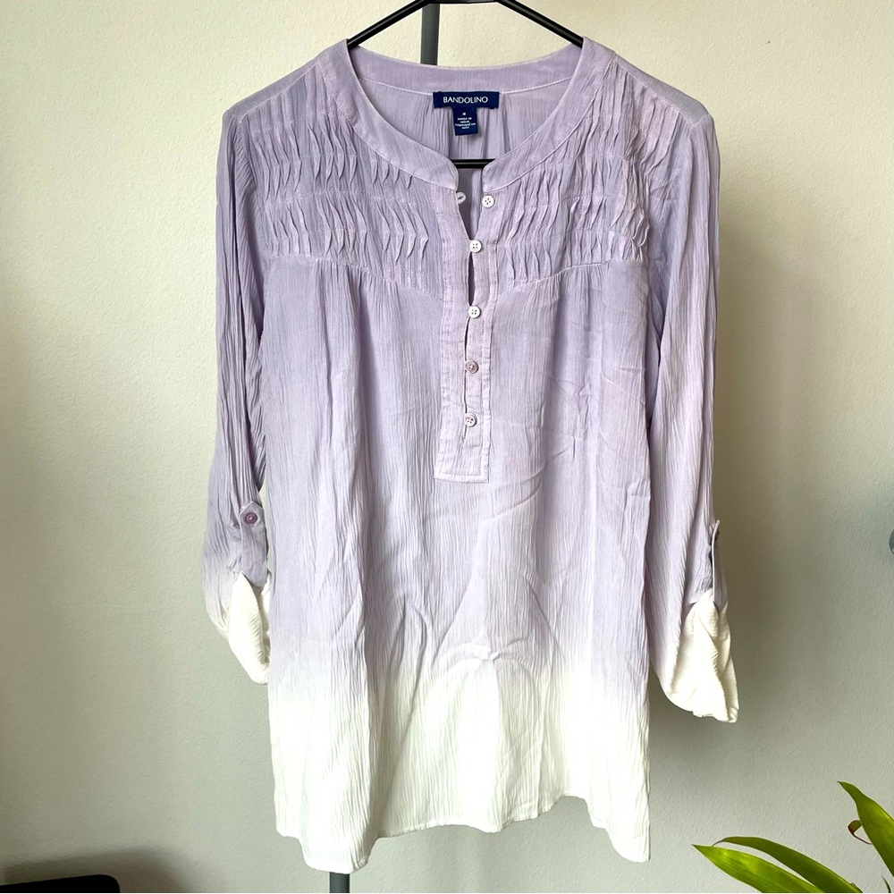 Lilac Ombré Blouse with 3/4 Length Sleeves - M